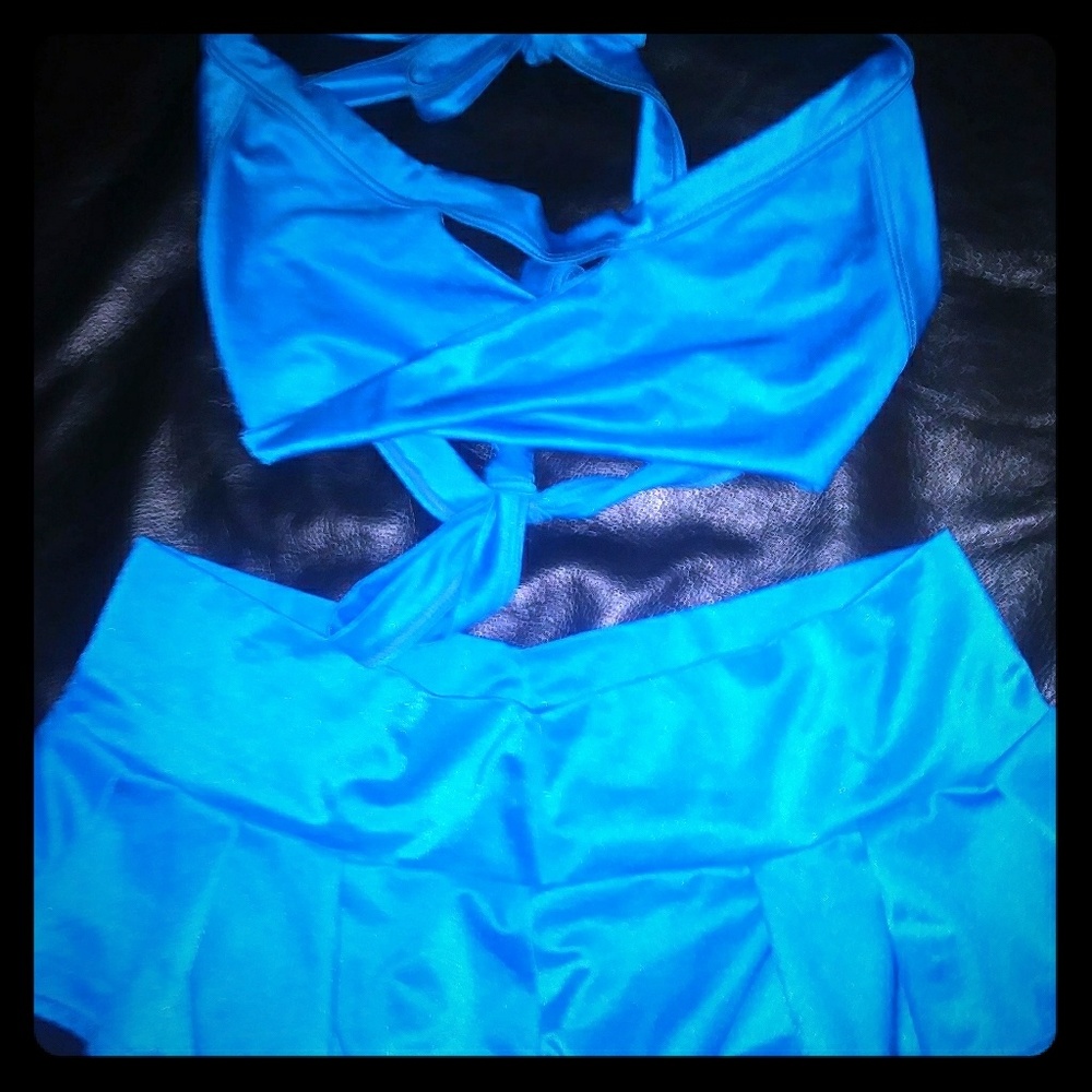Vegas Teal Top and Skirt